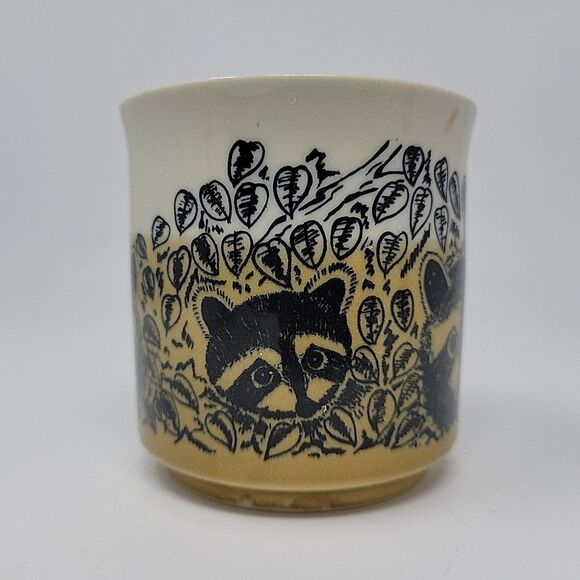 Vintage Retro Raccoon Wildlife Coffee Mug Tea Cup Japan 14 oz Brown White - Picture 3 of 11